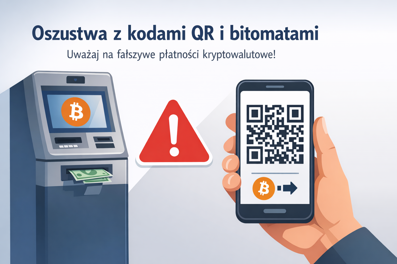Ostrzeżenie przed oszustwami z kodami QR i płatnościami w bitomatach