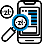 Telefon i lupa z symbolem zł – historia i kontrola transakcji